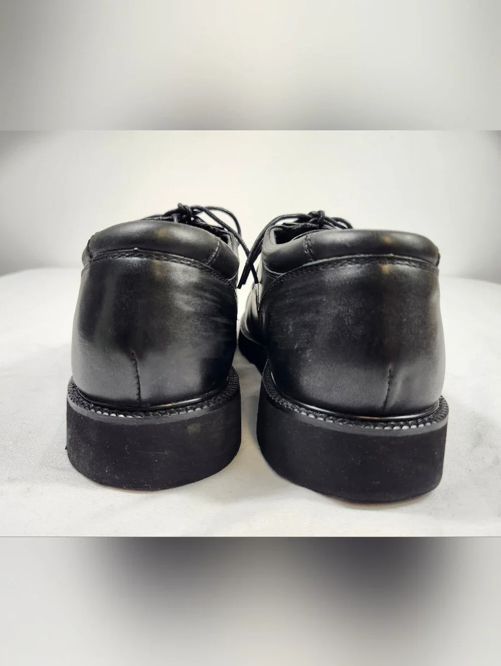 Dockers Mens 9 M Black Leather Cap-Toe Derby Shoes Lace Up